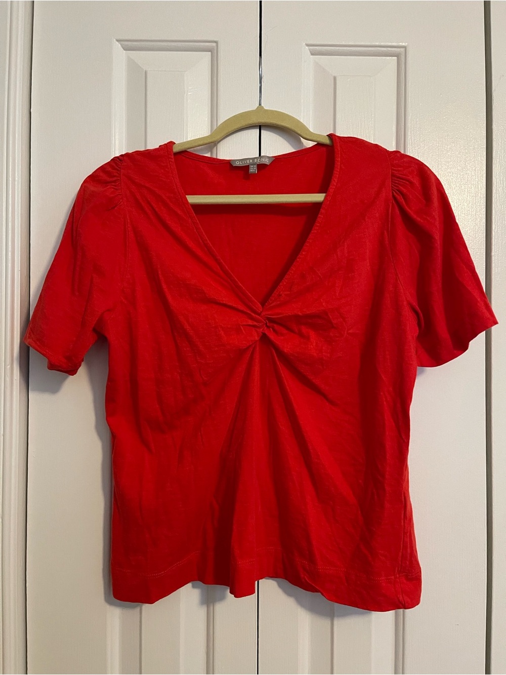 Oliver Bonas Red Twist-Front V-Neck Top